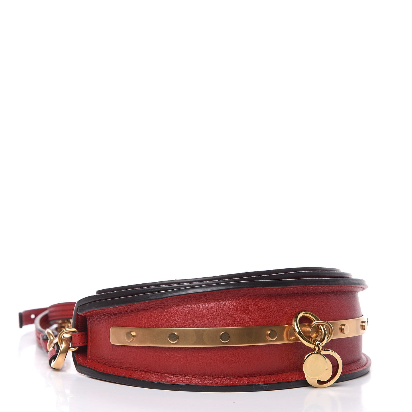 Calfskin Small Nile Bracelet Minaudiere Bag Dahlia Red