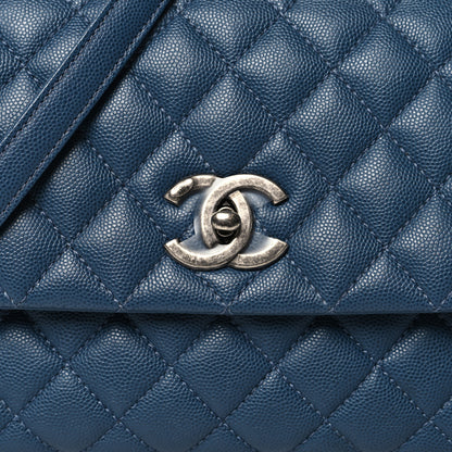 Chanel Caviar Quilted Small Coco Handle Flap Blue 8 of 10