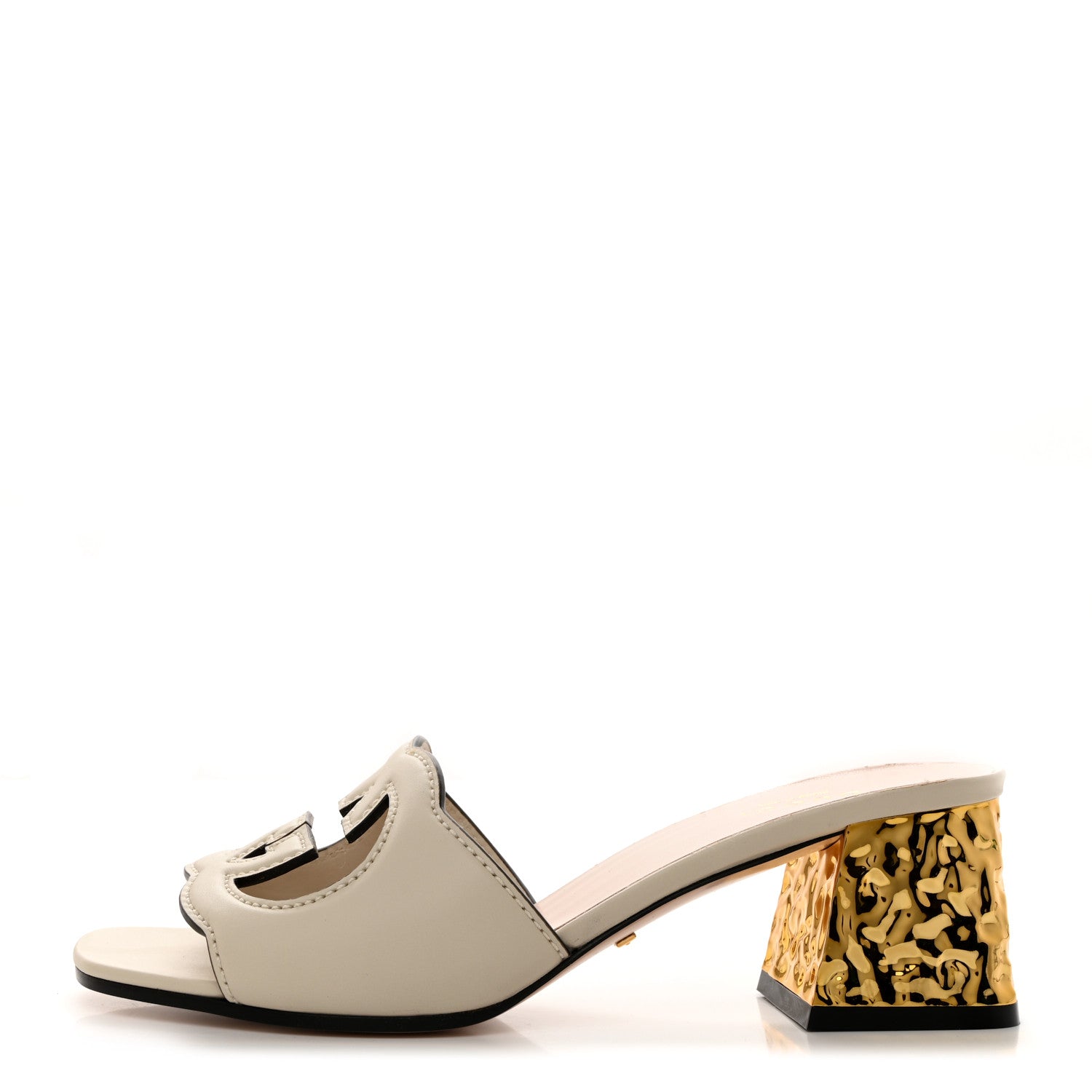 Gucci Cosmos Softy Calfskin Interlocking G Cut Out 55mm Slide Sandals 36.5 Mystic White 1 of 8
