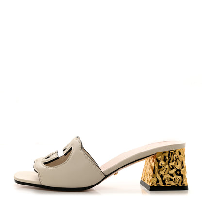 Gucci Cosmos Softy Calfskin Interlocking G Cut Out 55mm Slide Sandals 36.5 Mystic White 1 of 8