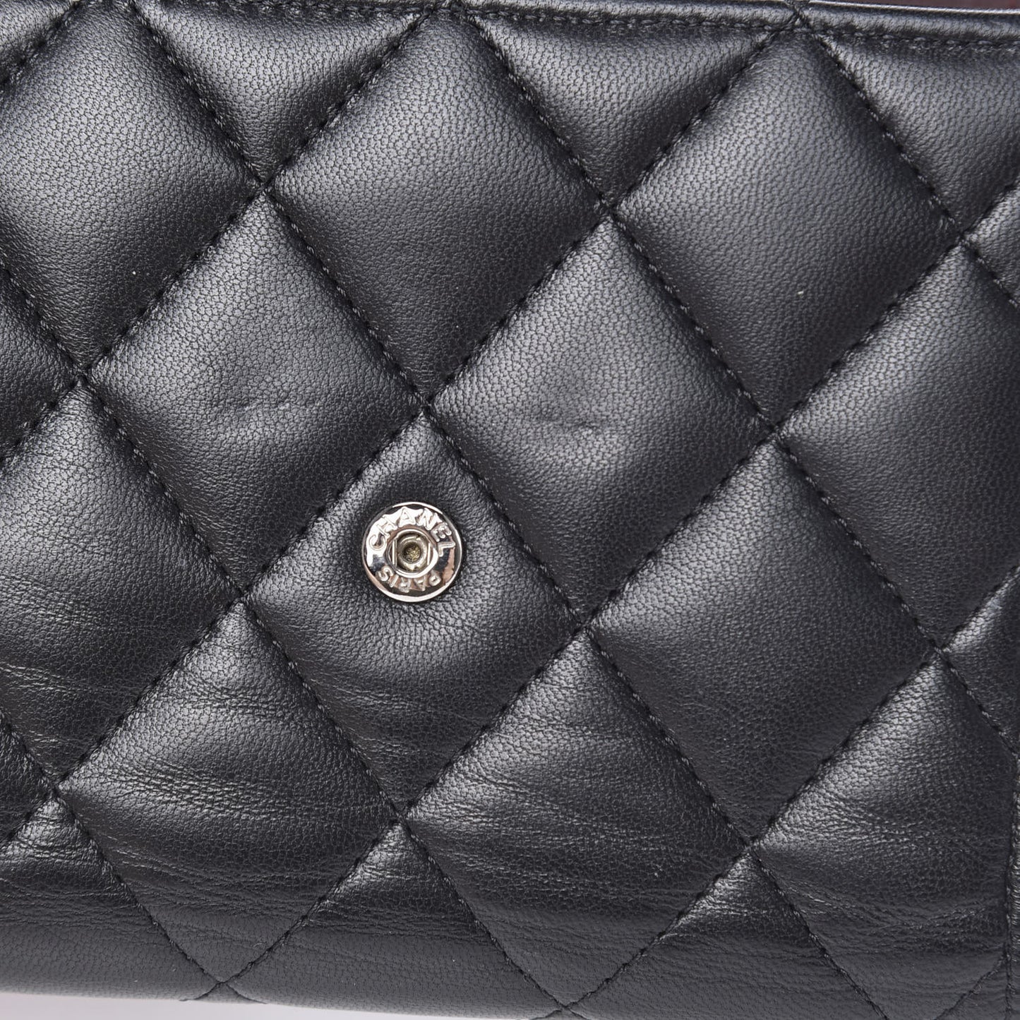 Lambskin Quilted Compact Flap Wallet Black
