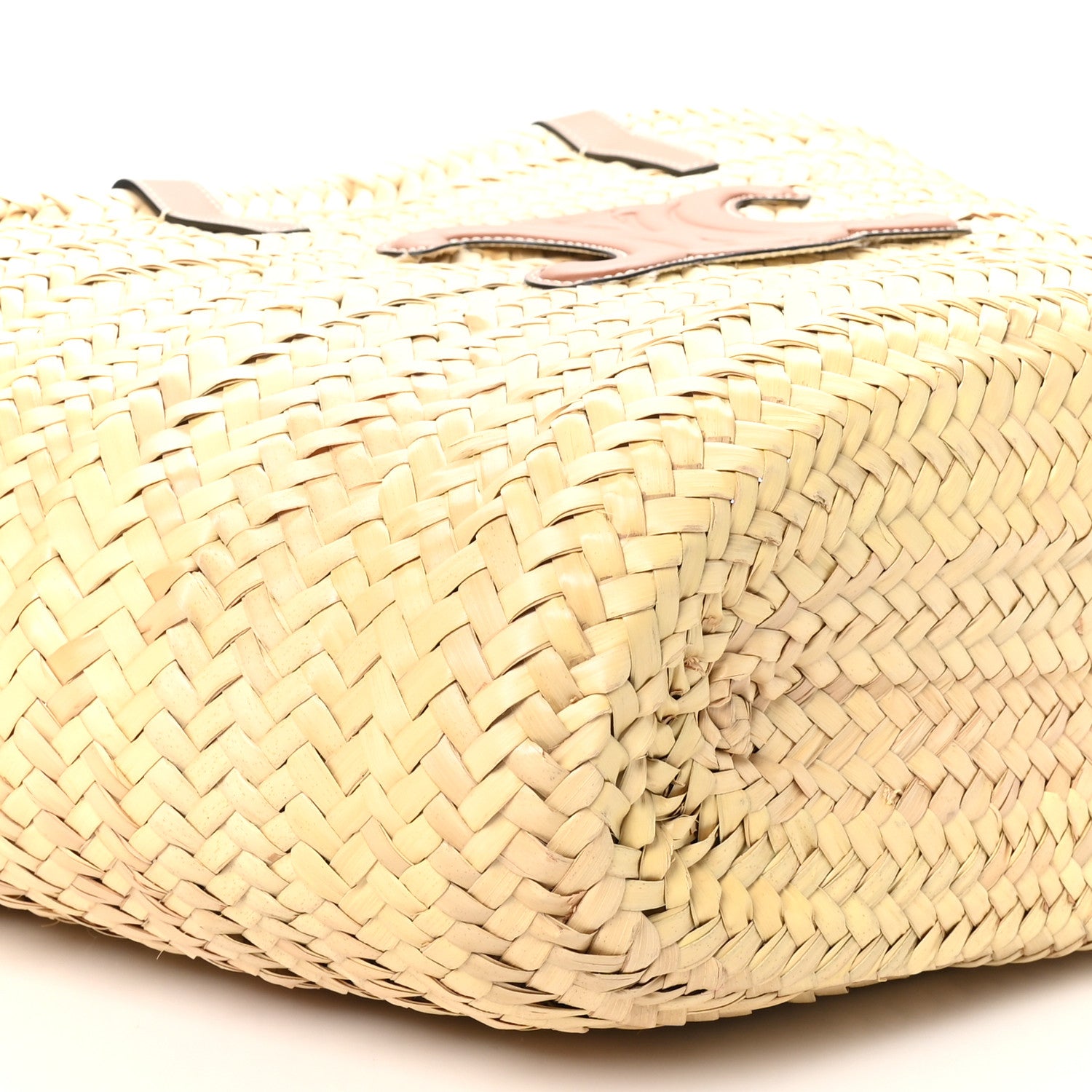 Celine Raffia Calfskin Triomphe Medium Panier Tan 8 of 9