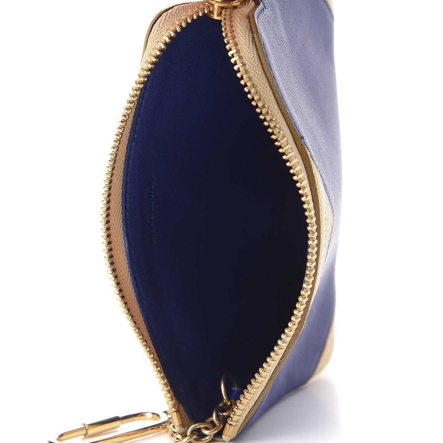 Lambskin Bi-Color Coeur Coin Card Case Blue Beige