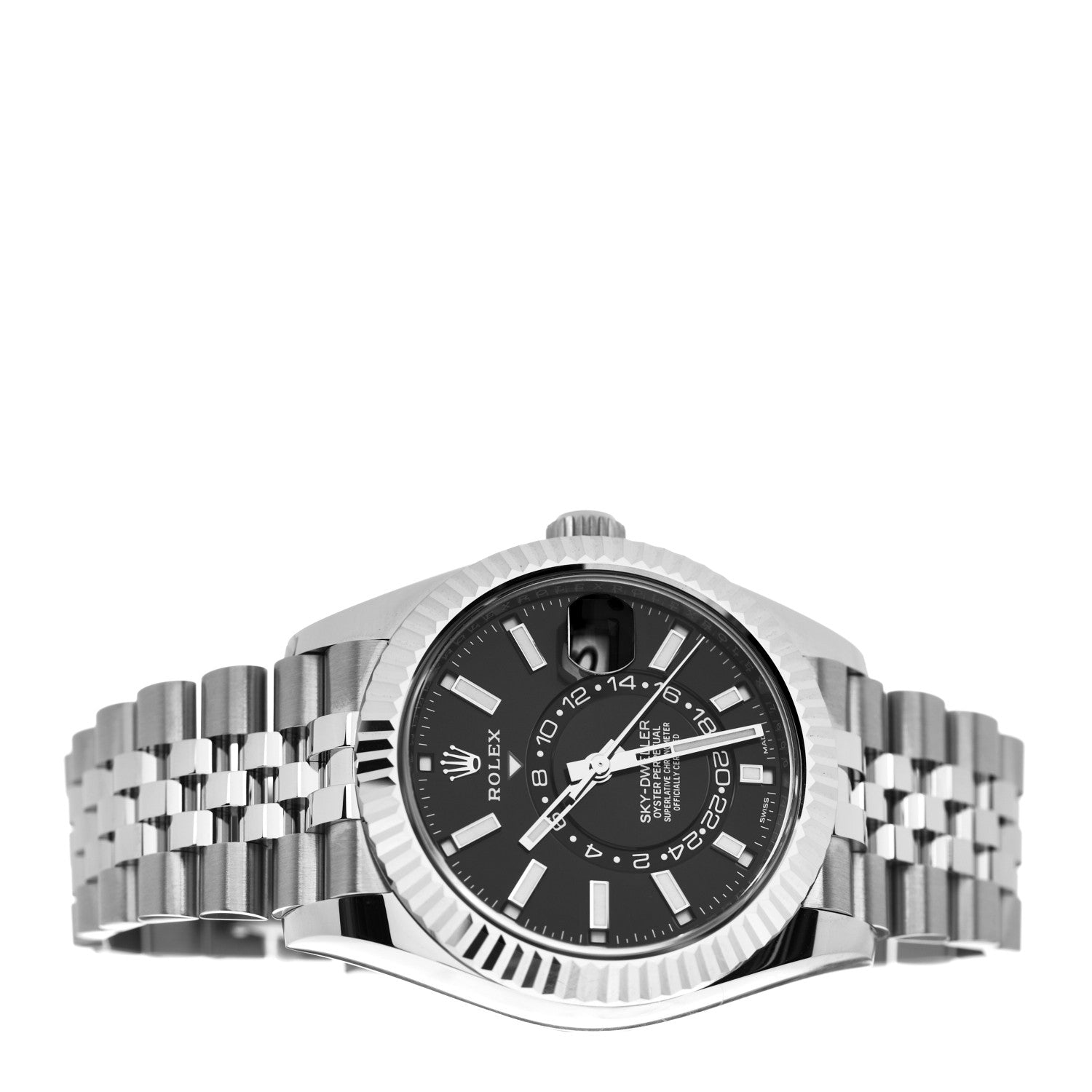 Rolex Stainless Steel 18K White Gold 42mm Oyster Perpetual Sky-Dweller Watch Bright Black 326934 2 of 5