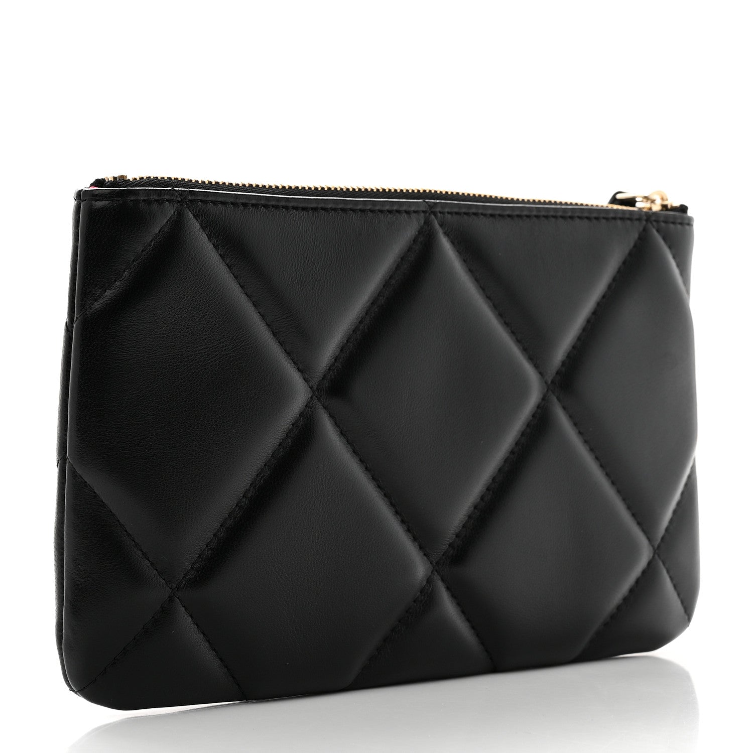 Chanel Lambskin Quilted Small Chanel 19 Pouch Black 3 of 8