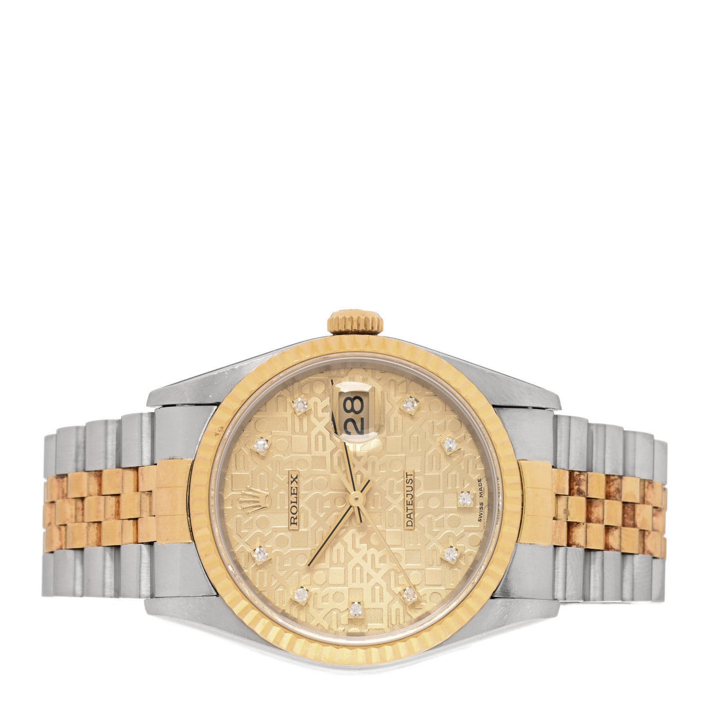 Stainless Steel 18K Yellow Gold Diamond 36mm Oyster Perpetual Datejust Watch Champagne Jubilee 16233