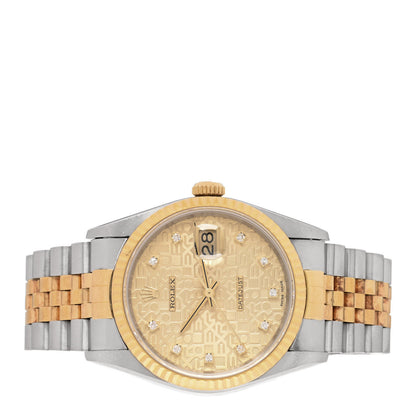 Rolex Stainless Steel 18K Yellow Gold Diamond 36mm Oyster Perpetual Datejust Watch Champagne Jubilee 16233 2 of 4