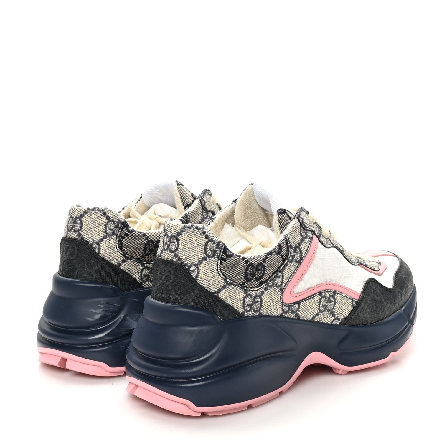 Gucci GG Supreme Monogram Mix Monogram Womens Rhyton Sneakers 36 Black Blue 5 of 10