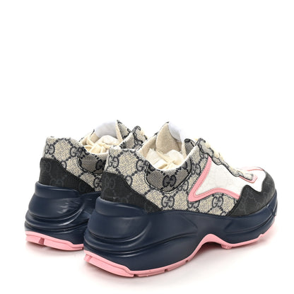 Gucci GG Supreme Monogram Mix Monogram Womens Rhyton Sneakers 36 Black Blue 5 of 10