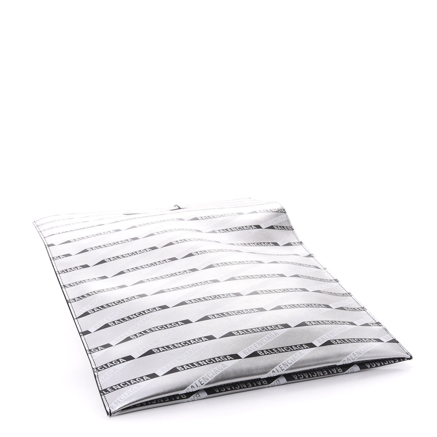 Balenciaga Metallic Calfskin Losange Monogram Plastic Bag Shopper S Silver Black White 5 of 7