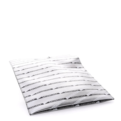 Balenciaga Metallic Calfskin Losange Monogram Plastic Bag Shopper S Silver Black White 5 of 7