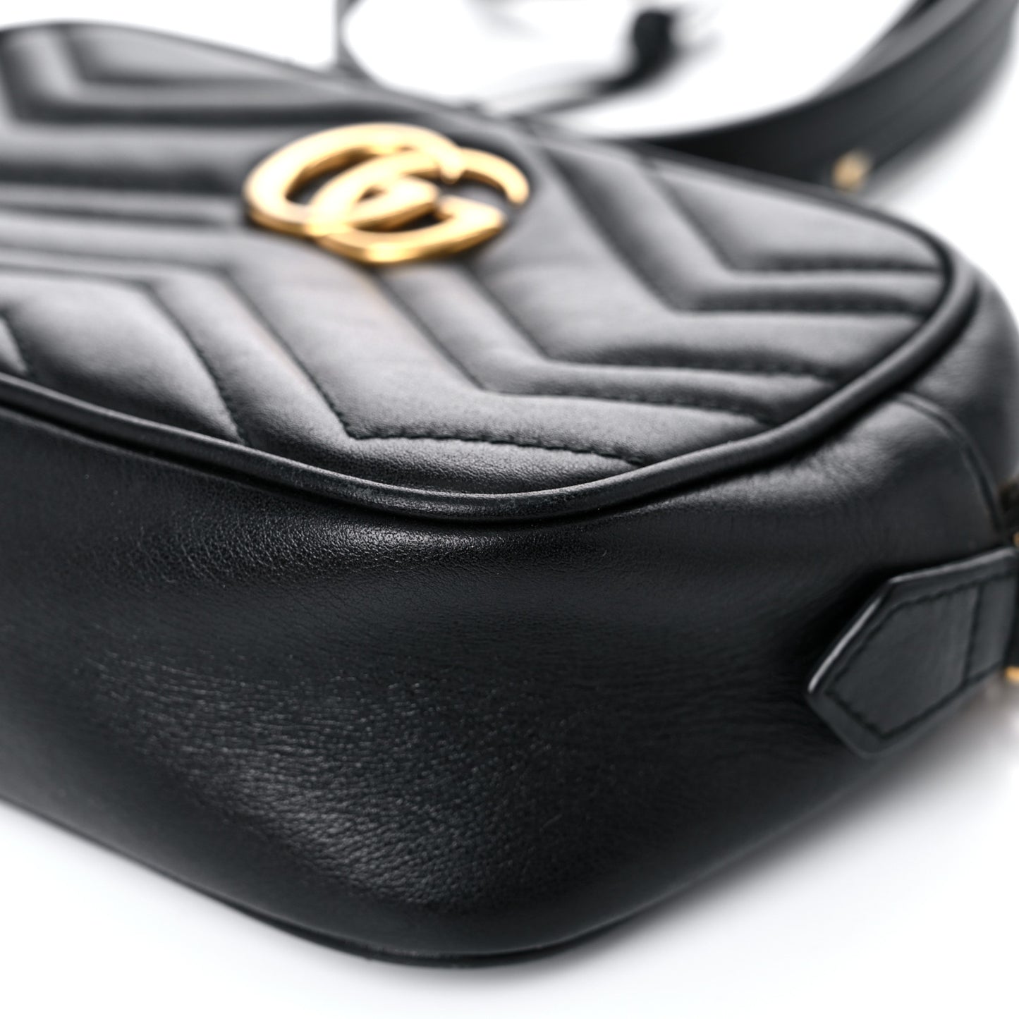 Calfskin Matelasse Mini GG Marmont Chain Shoulder Bag Black