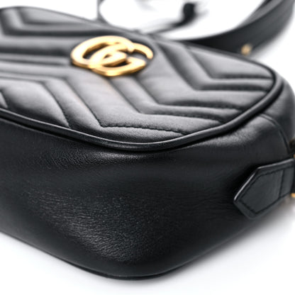 Gucci Calfskin Matelasse Mini GG Marmont Chain Shoulder Bag Black 10 of 16
