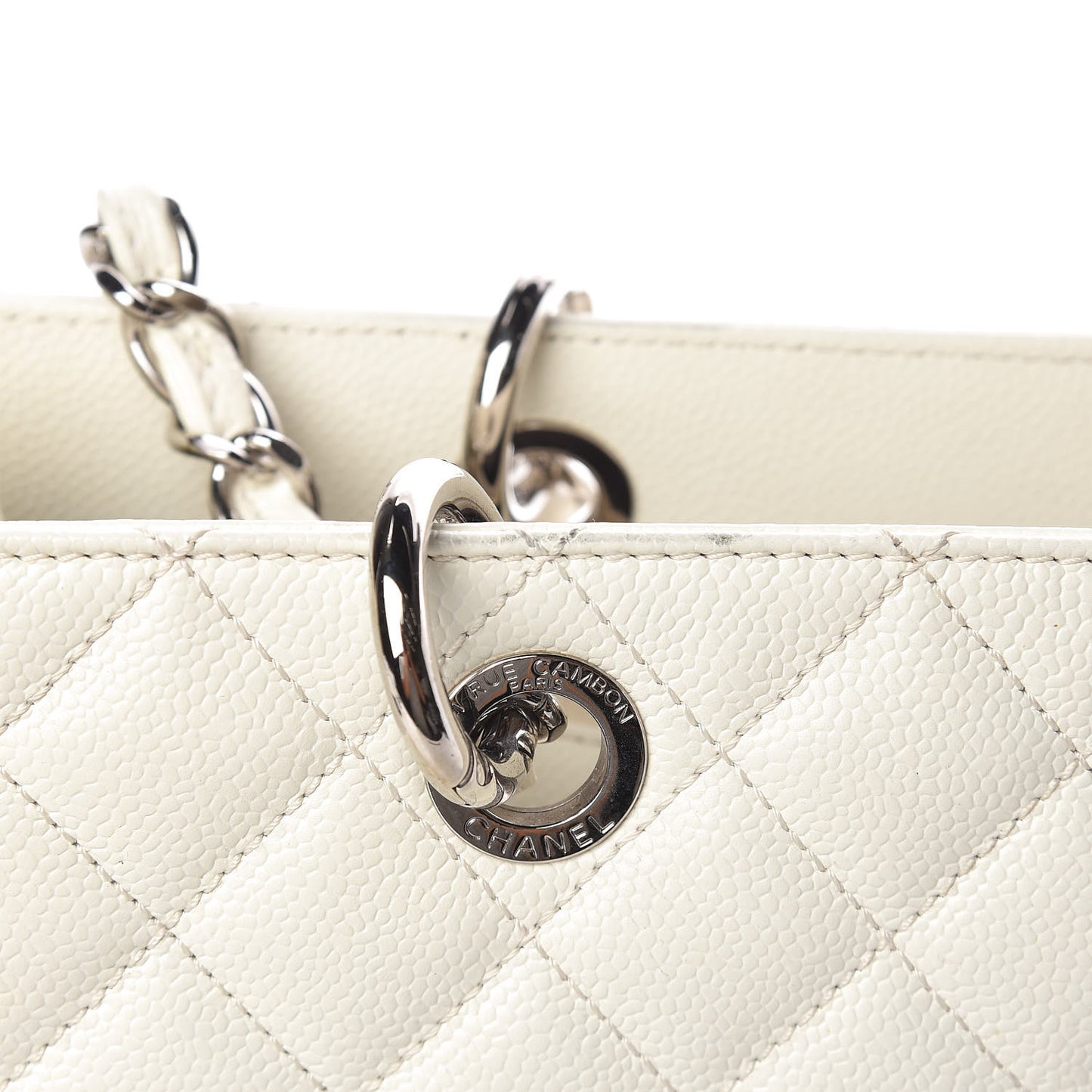 Caviar Quilted XL Grand Shopping Tote GST White