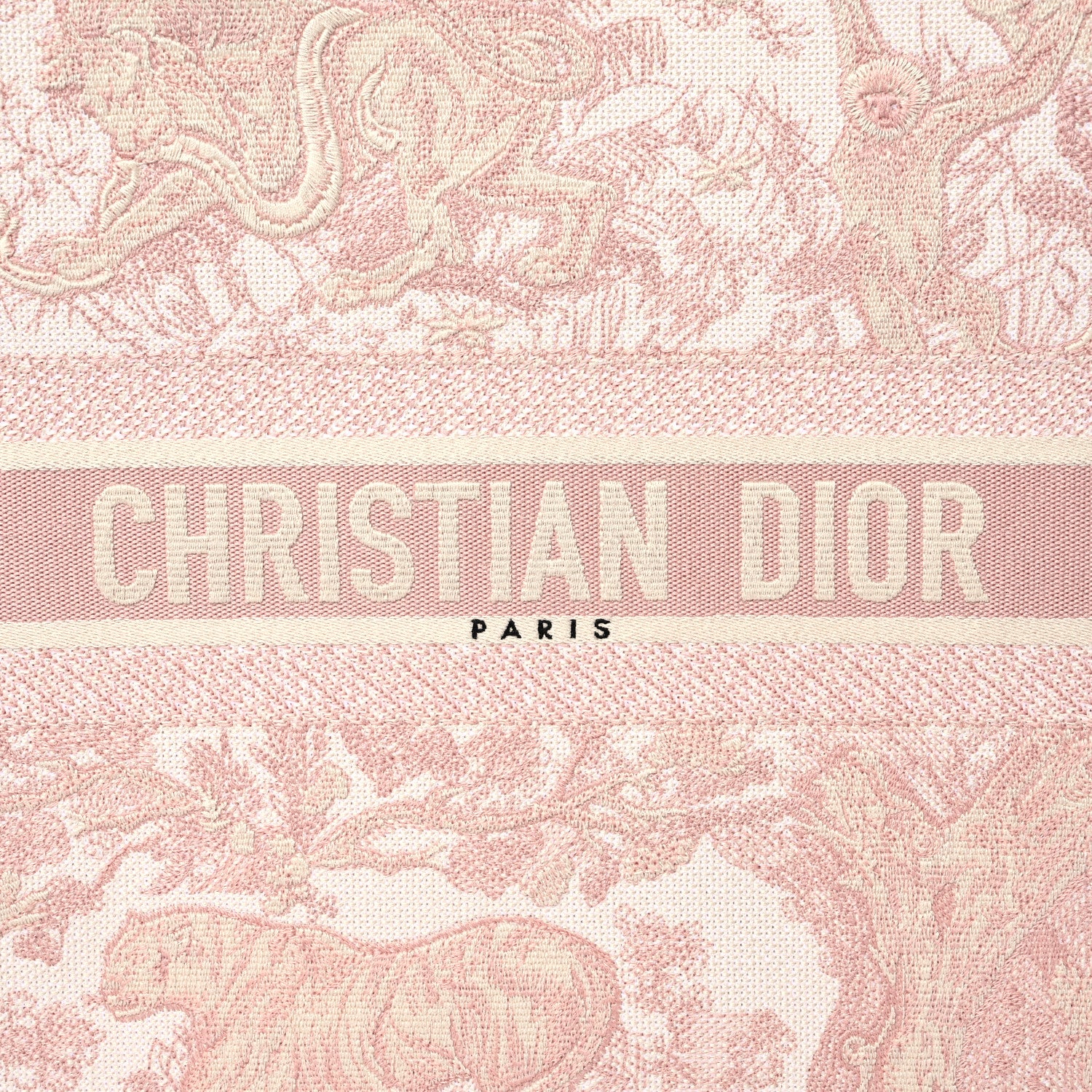 Christian Dior Canvas Toile De Jouy Embroidered Large Book Tote Pink 9 of 9