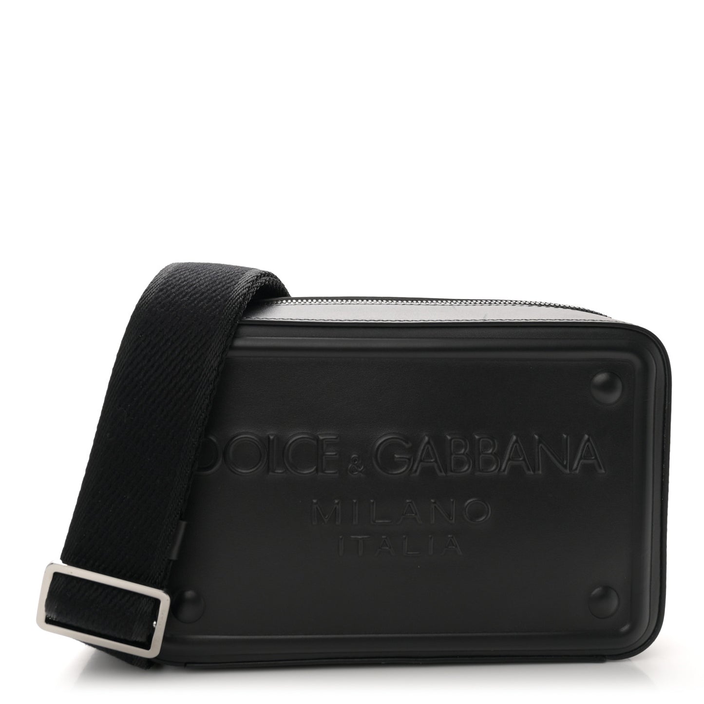 Calfskin Embossed DG Logo Crossbody Bag Black