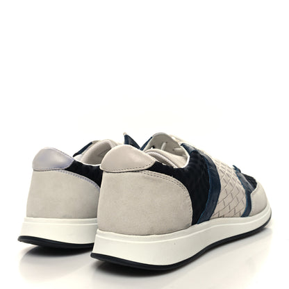 Bottega Veneta Nappa Ostrich Intrecciato Suede Sneakers 43 Grey Black Navy 4 of 11