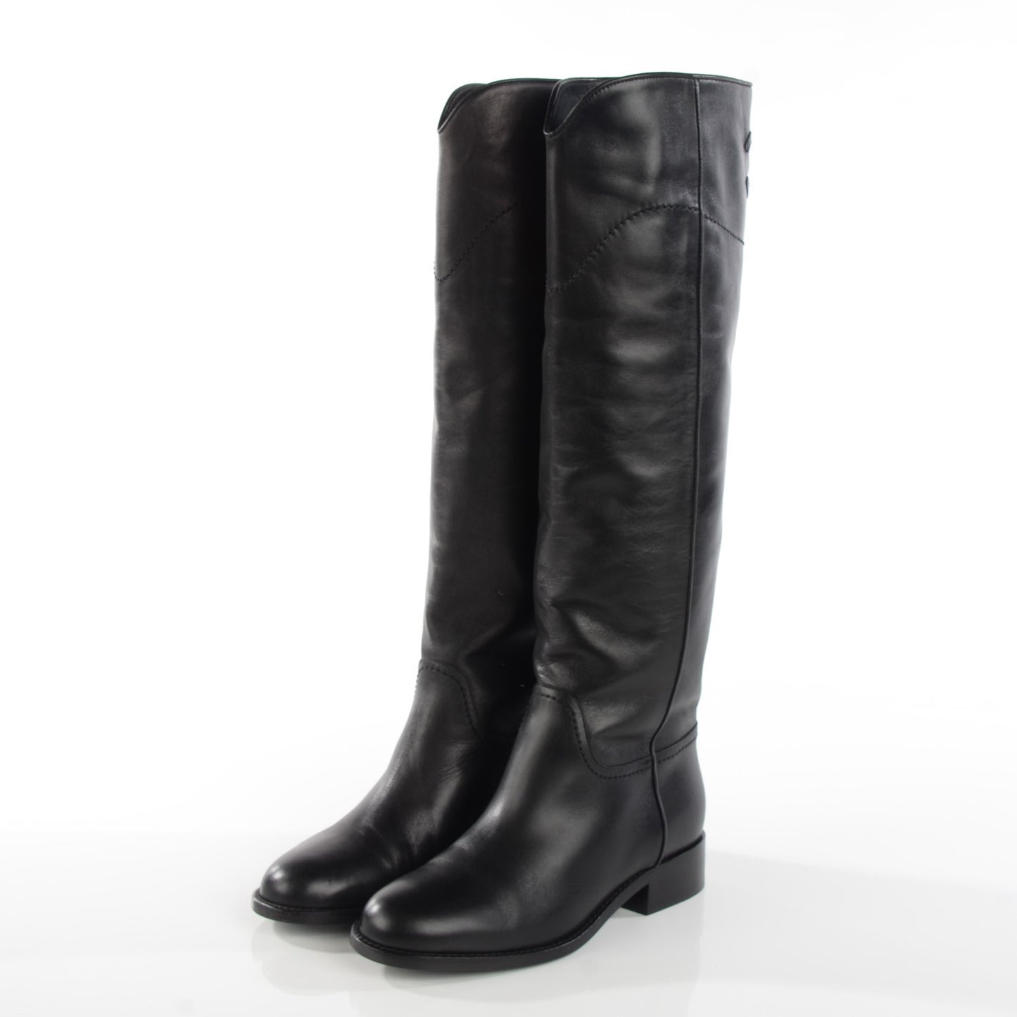 Lambskin Ascot Knee High CC Boots 36 Black