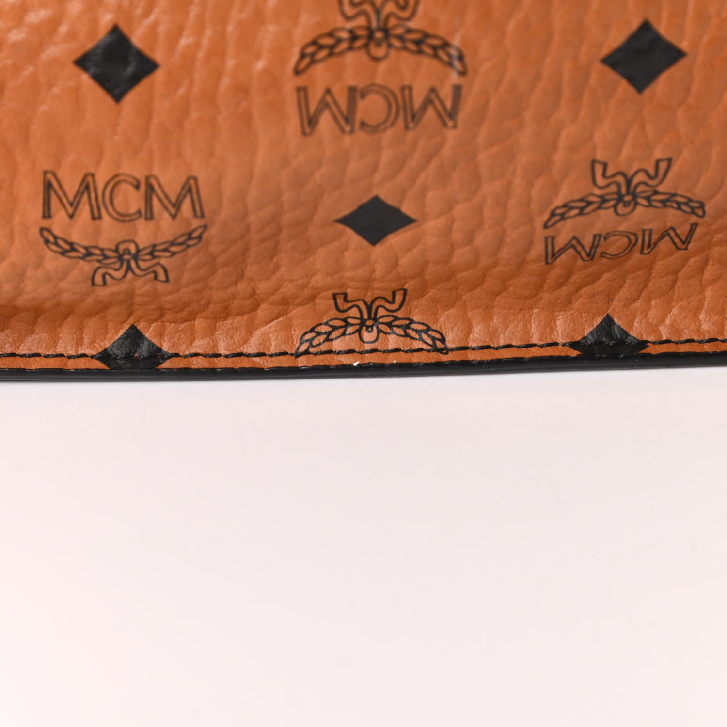 MCM Visetos Calfskin Drawstring Shoulder Bag Cognac Black 13 of 15
