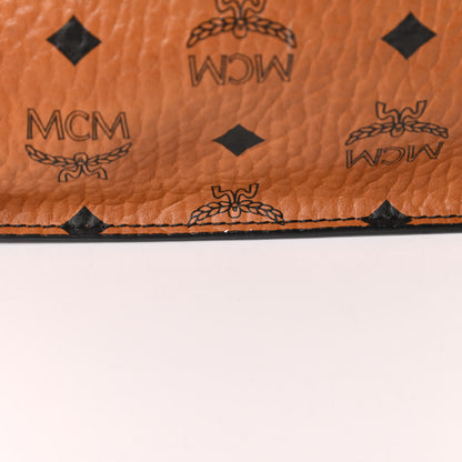 MCM Visetos Calfskin Drawstring Shoulder Bag Cognac Black 13 of 15