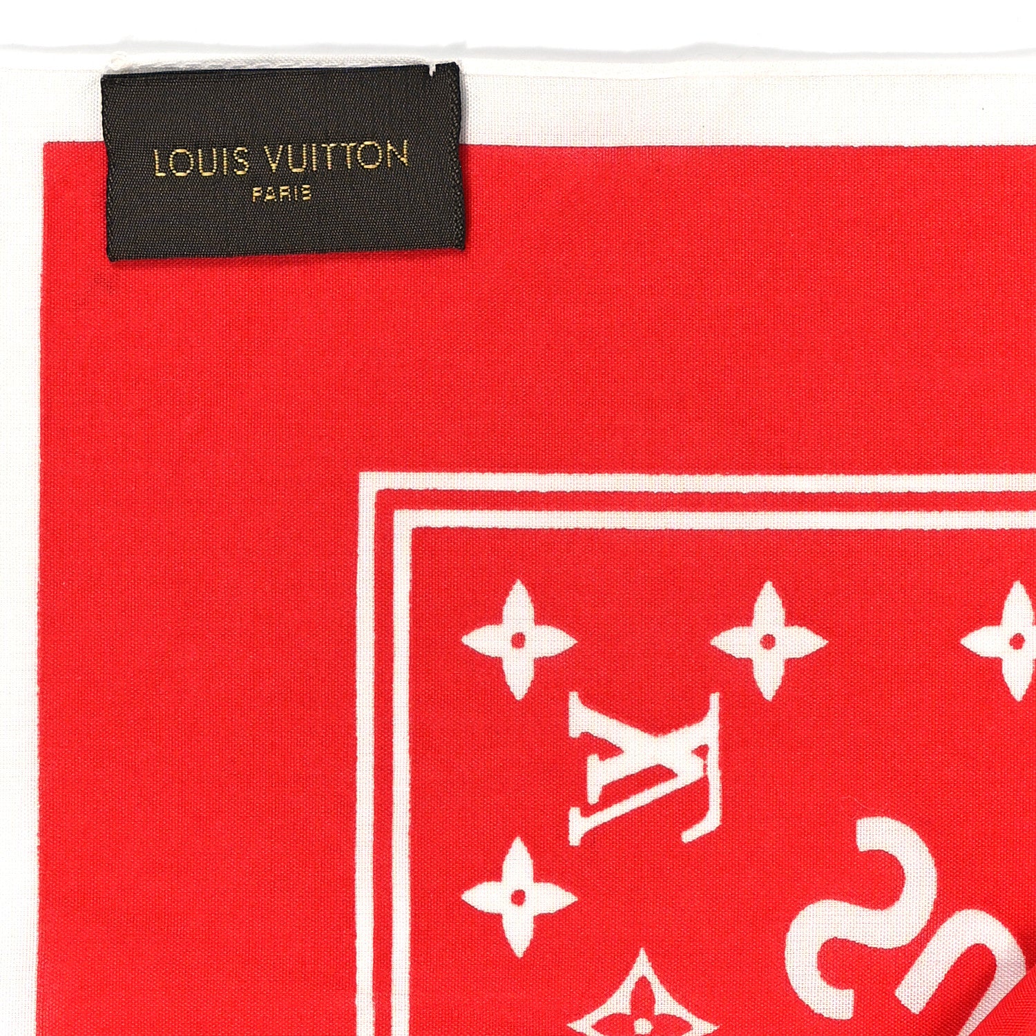 Louis Vuitton X SUPREME Cotton Monogram Bandana Scarf Red 2 of 3