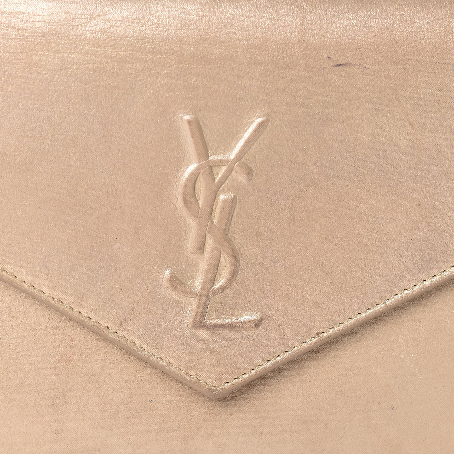 Saint Laurent Metallic Fabric Monogram Envelope Chain Wallet Light Gold 12 of 18