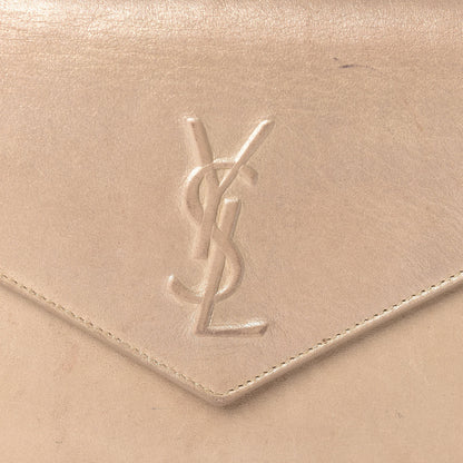 Saint Laurent Metallic Fabric Monogram Envelope Chain Wallet Light Gold 12 of 18
