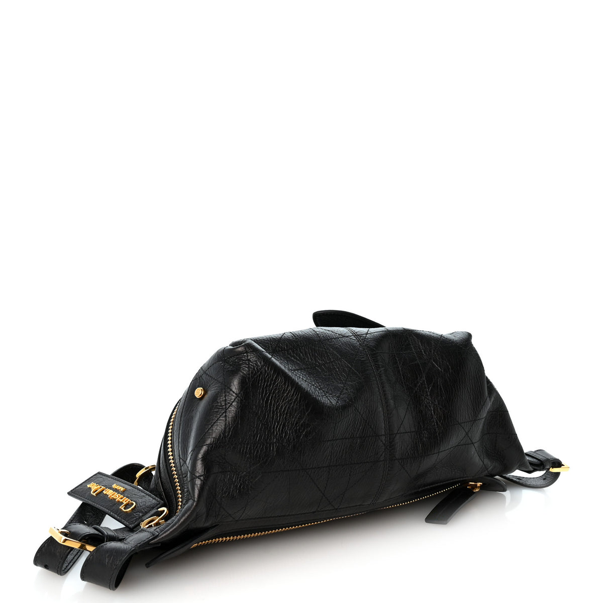 Christian Dior Crinkled Calfskin Macrocannage Small D-Journey Bag Black 4 of 10