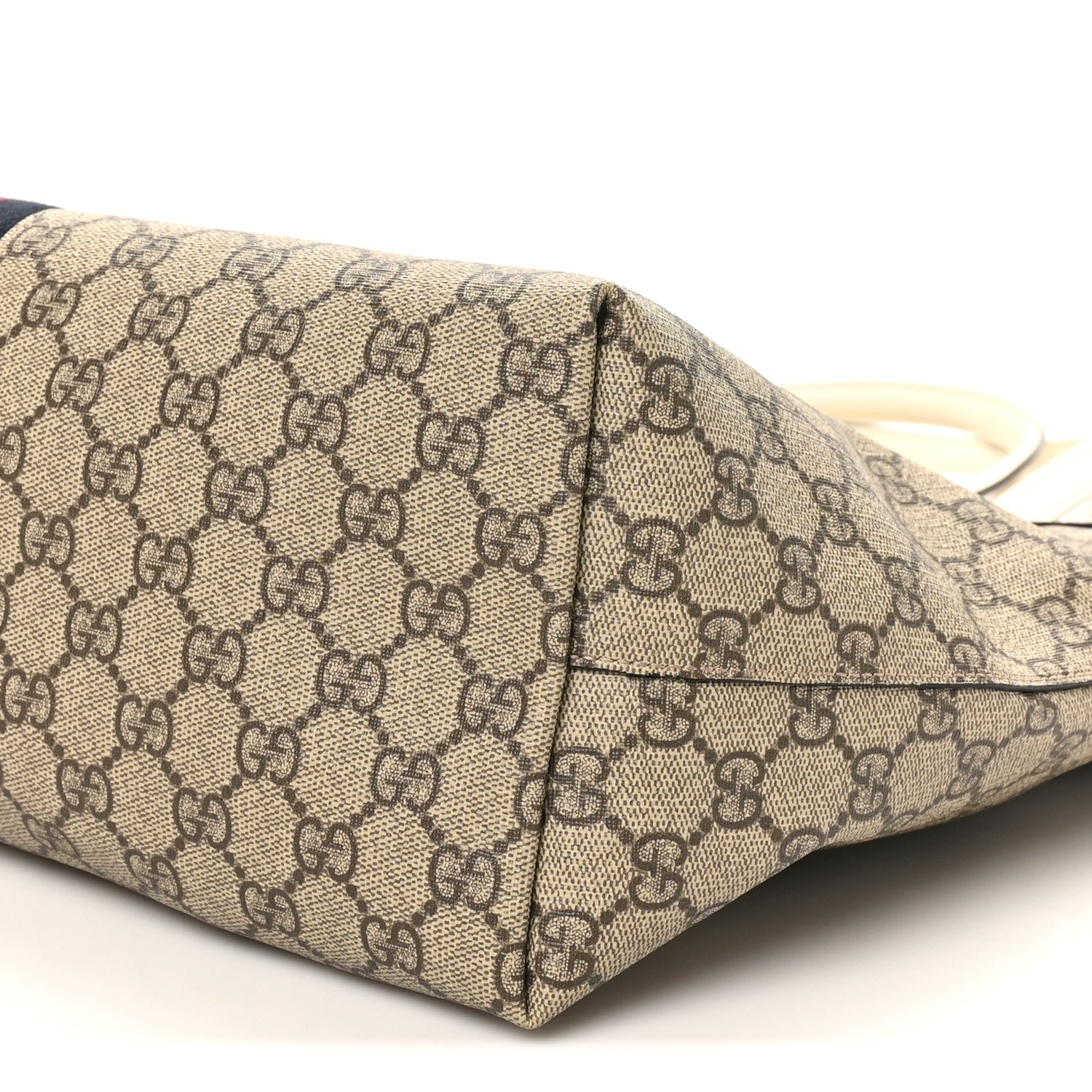 Gucci GG Supreme Monogram Textured Dollar Calfskin Web Medium Ophidia Shopping Tote Beige Ebony Mystic White 10 of 10
