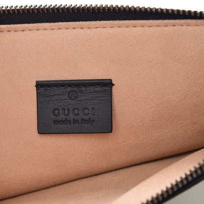 Gucci Calfskin Striped Oversized Bee Zip Pouch White Black 6 of 6