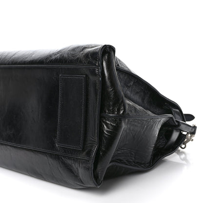 Saint Laurent Cracked Shiny Calfskin Medium Souple Sac De Jour Duffle Black 9 of 10