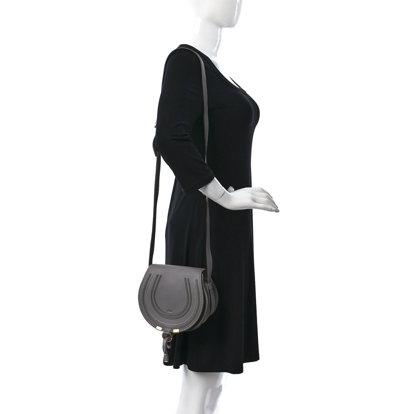 Calfskin Mini Marcie Round Crossbody Bag Cashmere Grey