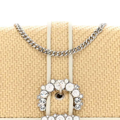 Jimmy Choo Raffia Crystal Cheri Satchel Crossbody Natural Milk 5 of 9