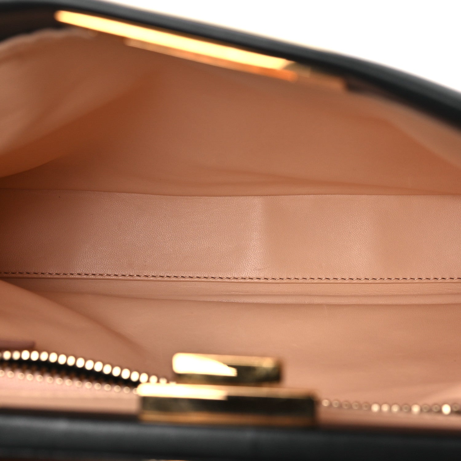 Fendi Vitello Morgan Shiny Nappa Medium Peekaboo Iconic Satchel Black Rosa Plaster 6 of 10