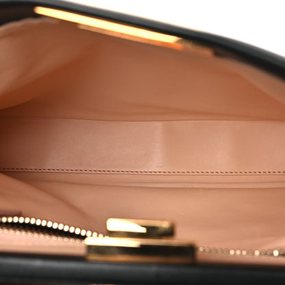 Fendi Vitello Morgan Shiny Nappa Medium Peekaboo Iconic Satchel Black Rosa Plaster 6 of 10