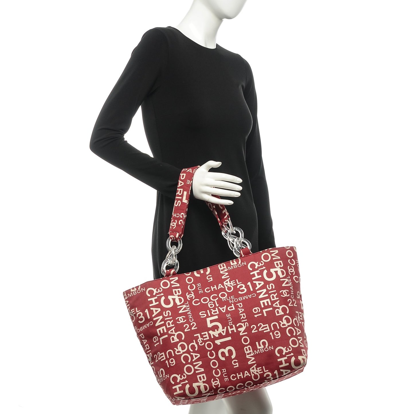 Canvas 31 Rue Cambon Beach Tote Red