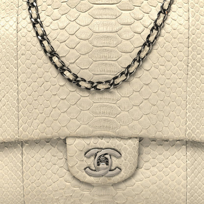 Chanel Snakeskin Clutch With Chain Flap Light Grey 8 of 13