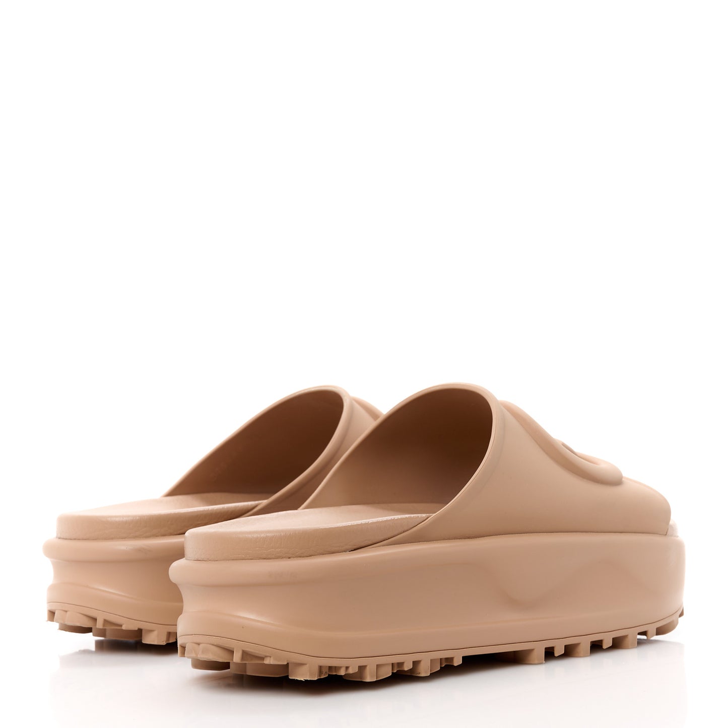 Soft Rubber Womens Interlocking G Platform 42mm Slide Sandals 40 Vintage Camel