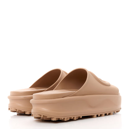 Gucci Soft Rubber Womens Interlocking G Platform 42mm Slide Sandals 40 Vintage Camel 4 of 11