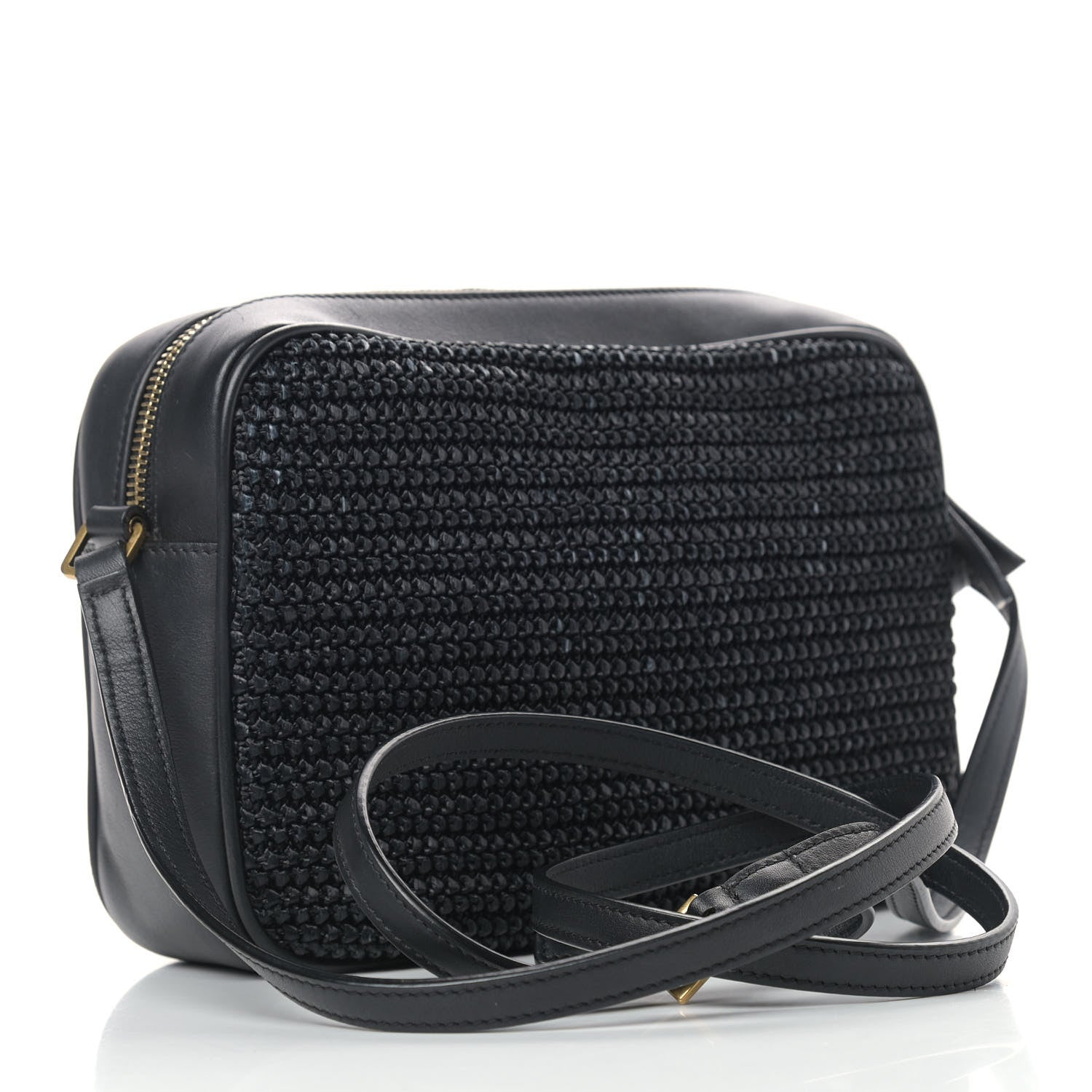 Saint Laurent Raffia Canvas Monogram Lou Camera Bag Black 3 of 11