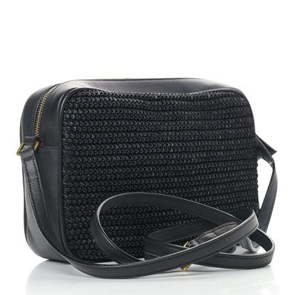 Saint Laurent Raffia Canvas Monogram Lou Camera Bag Black 3 of 11