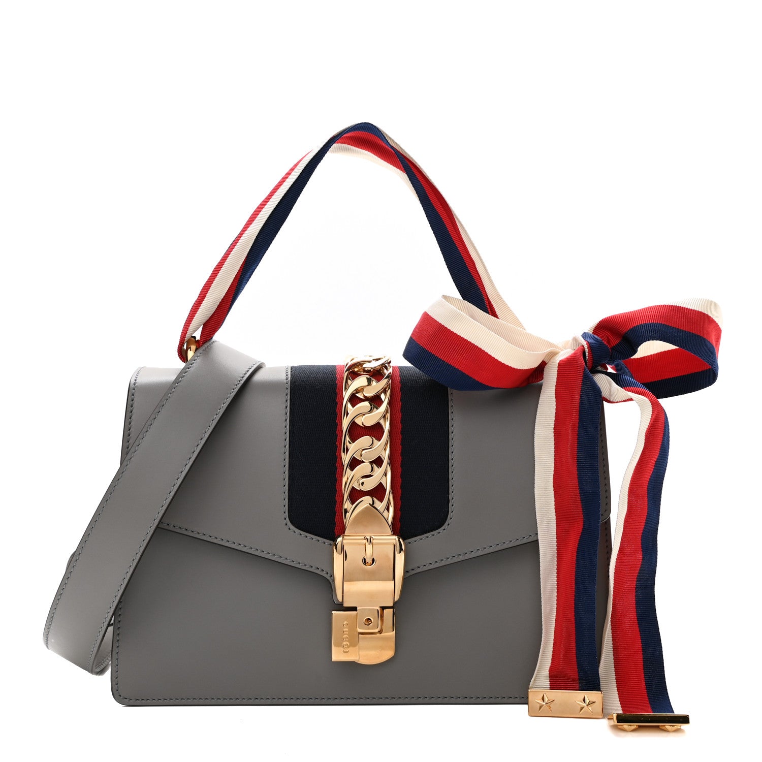 Gucci Calfskin Small Sylvie Shoulder Bag Deep Grey 1 of 10