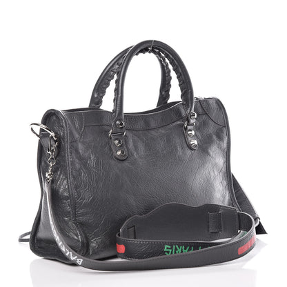 Balenciaga Agneau Classic Silver Hardware S City Graffiti Logo Strap Gris Fossile 3 of 9
