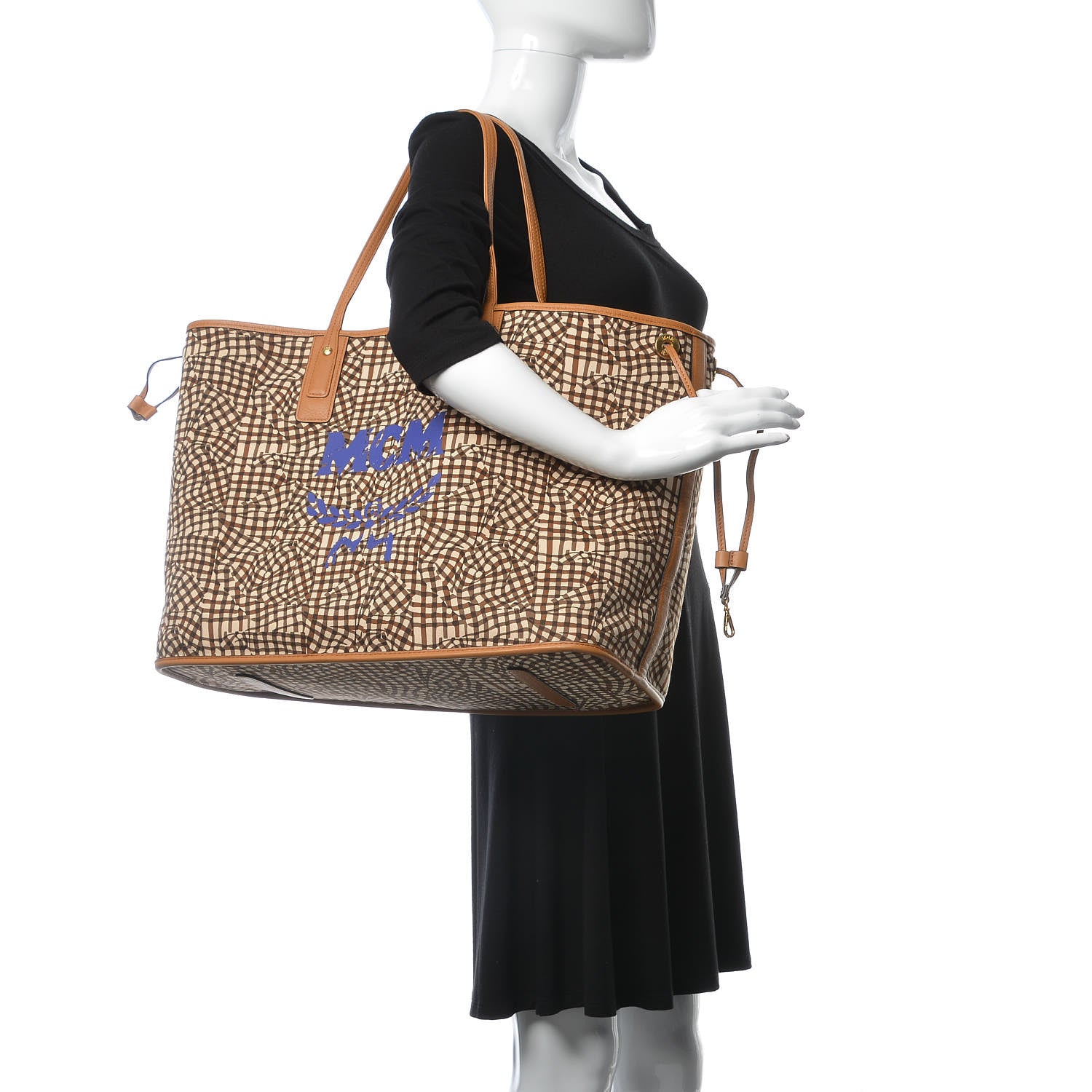 MCM Visetos Large Liz Reversible Shopper Tote Cognac 2 of 12