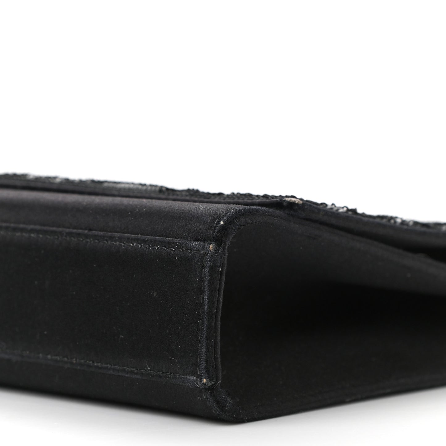 Sequin Flip Satin Monogram Kate Chain Wallet Black