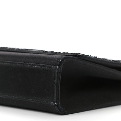 Saint Laurent Sequin Flip Satin Monogram Kate Chain Wallet Black 11 of 11