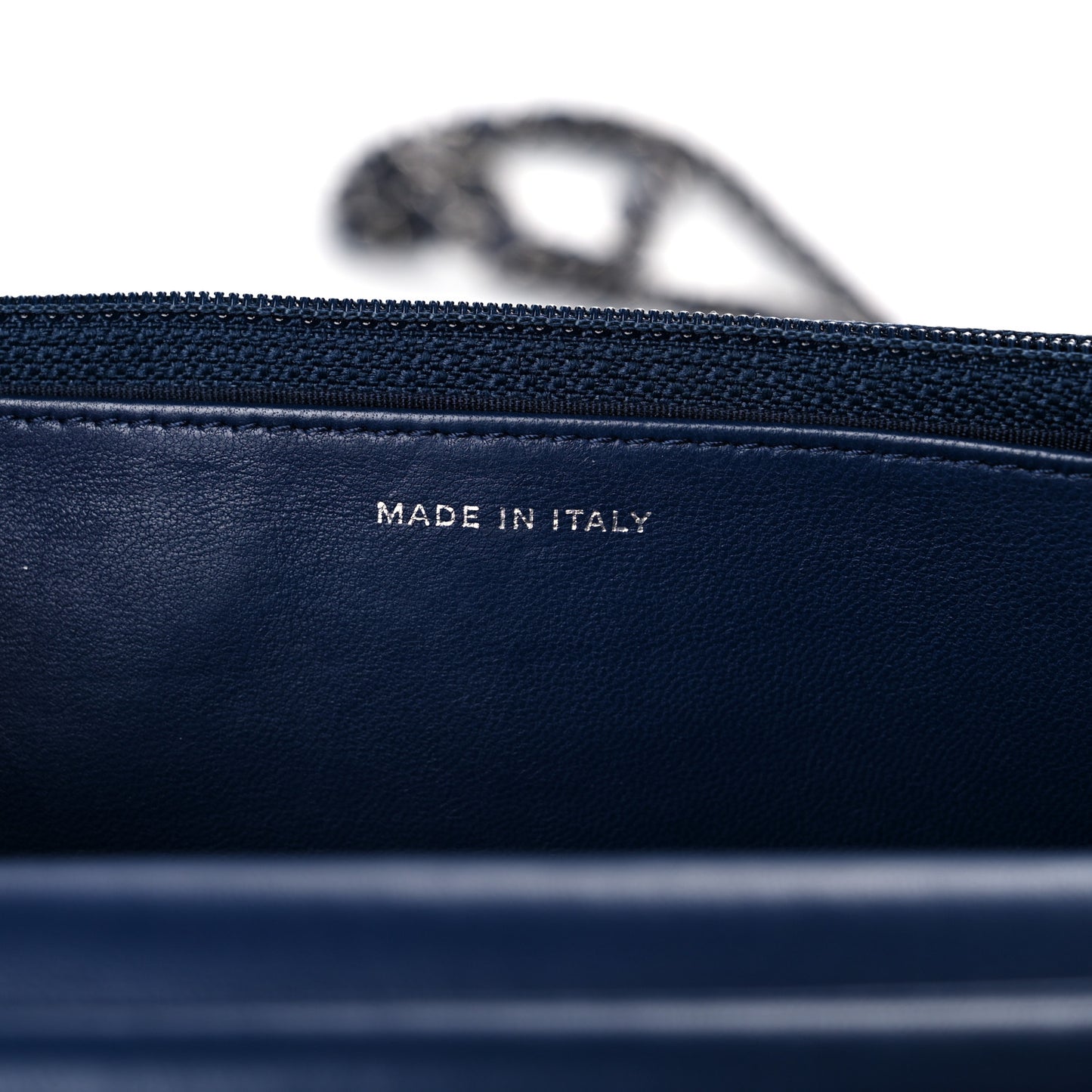 Lambskin Quilted CC Crossing Wallet On Chain WOC Blue