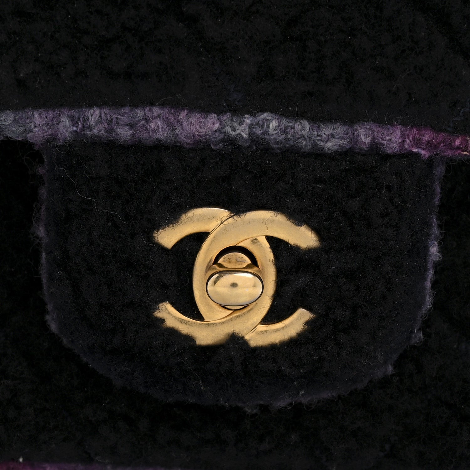 Chanel Shearling Tweed Quilted Mini Square Flap Bag Purple 11 of 13