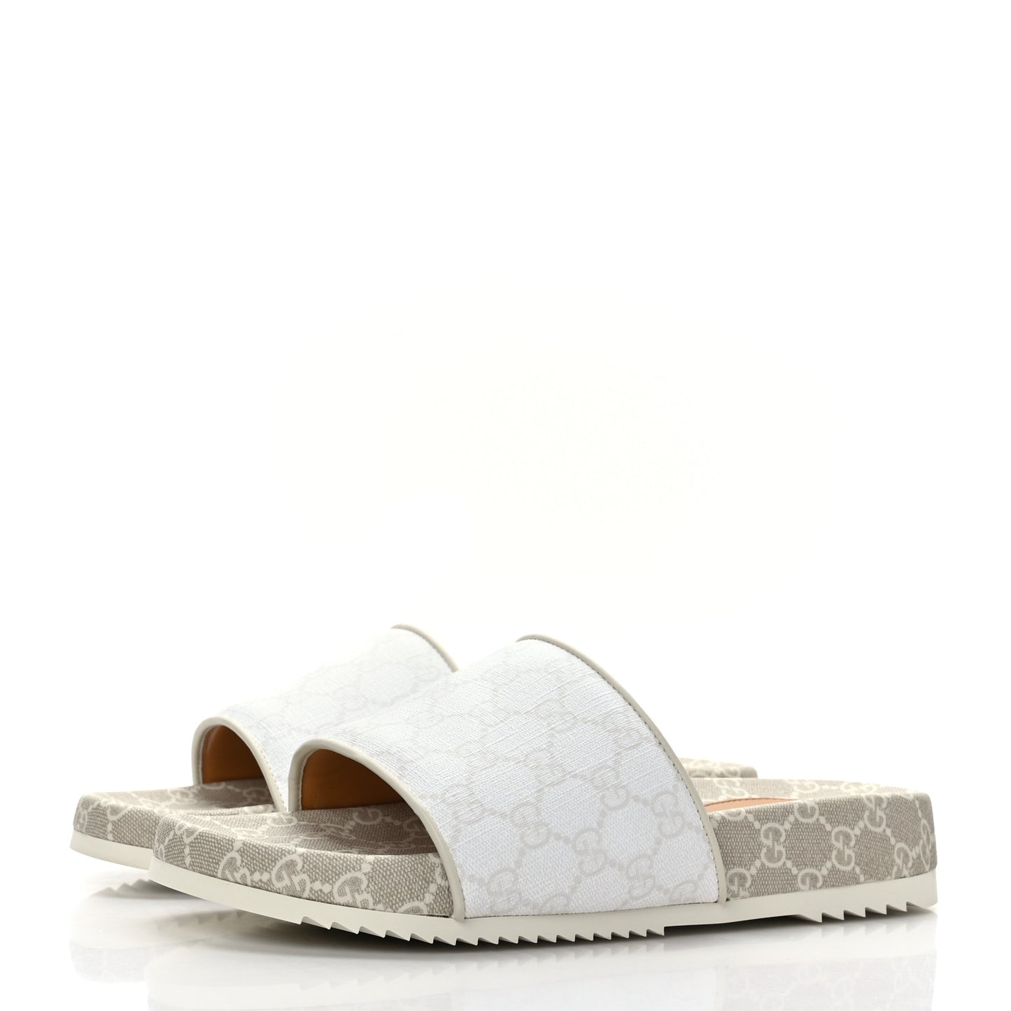 GG Supreme Monogram Demetra Mens Slide Sandals 9 White Mystic White
