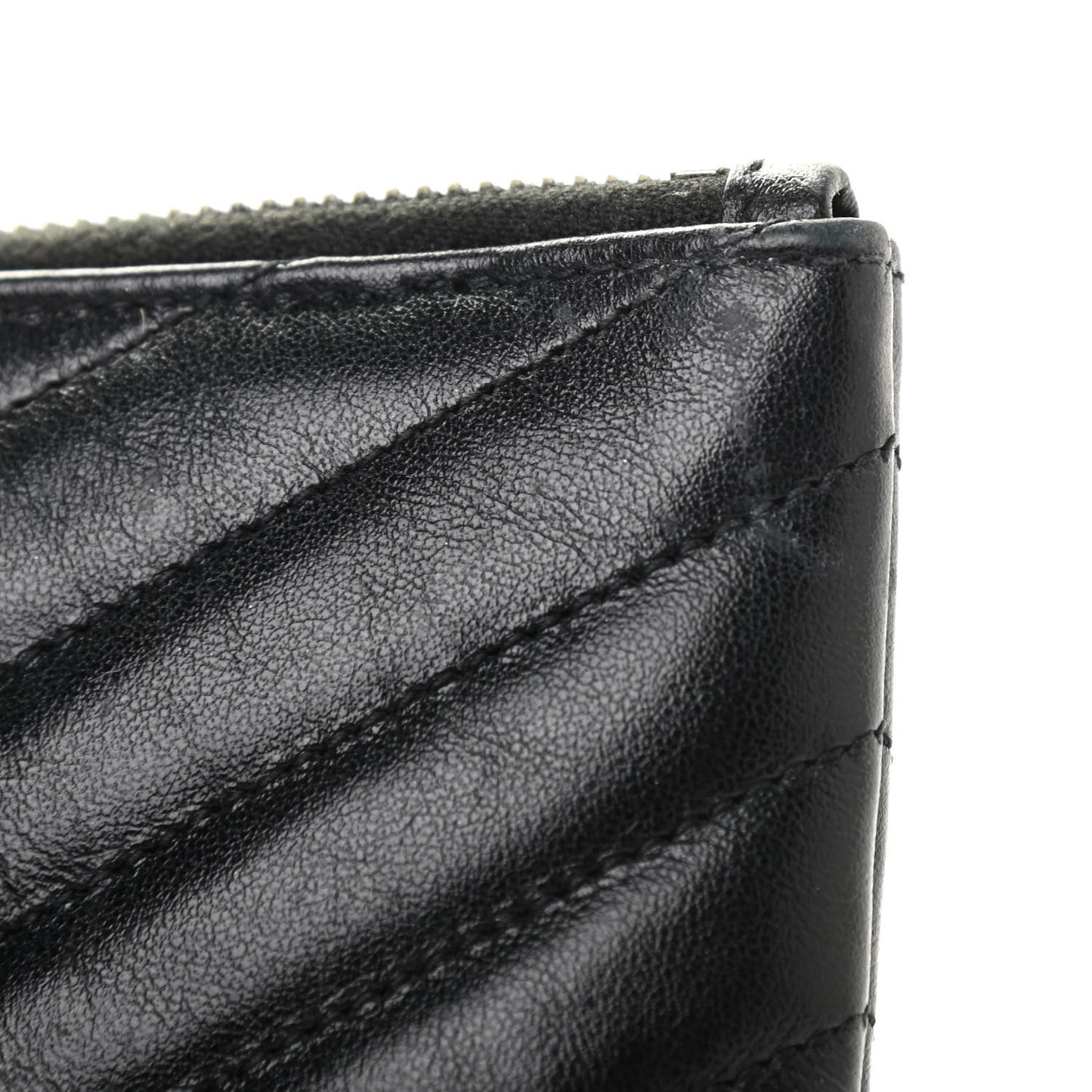 Calfskin Matelasse Chevron Monogram A5 Wristlet Black